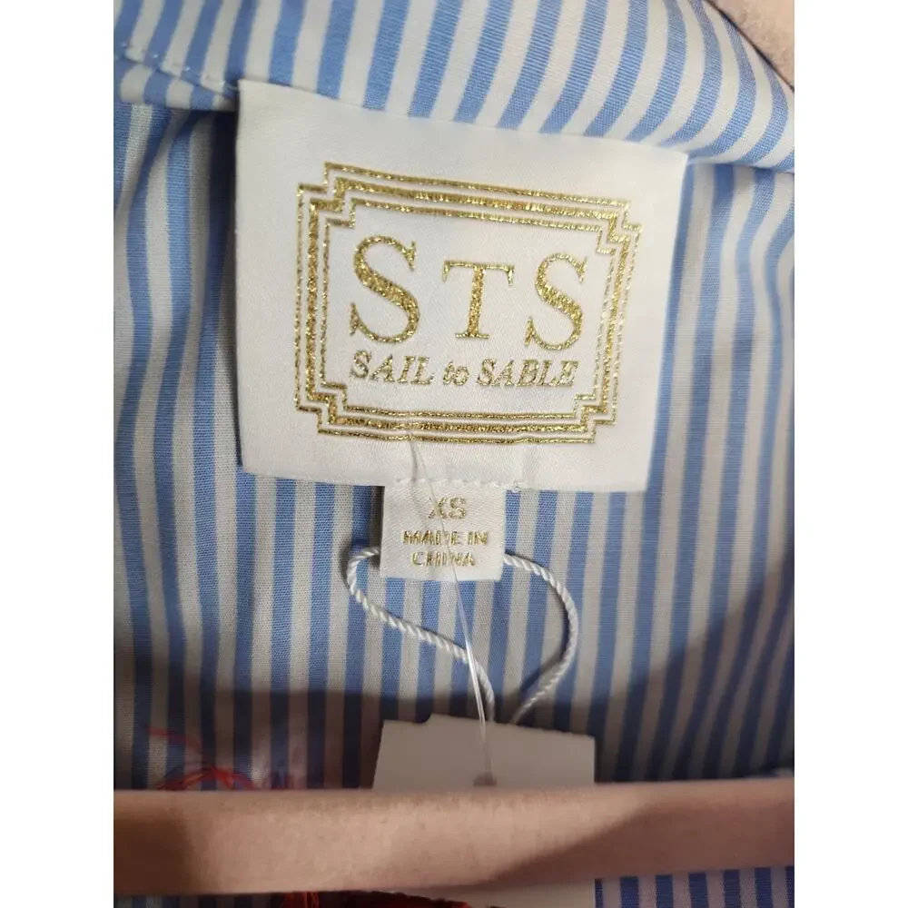 STS Sail to Sable Nautical Beachy Resort Striped Tunic Tassel 100% Cotton XS NWT